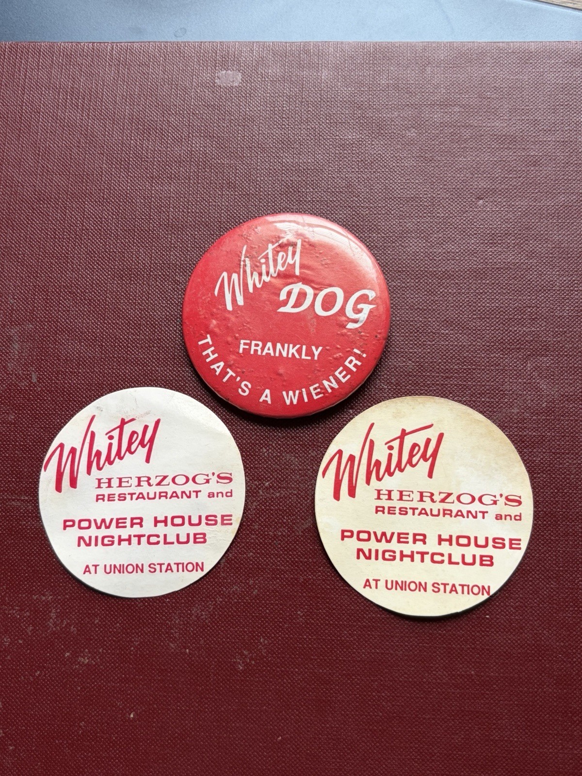 Whitey Herzog Restaurant Pin Back Button And Stickers