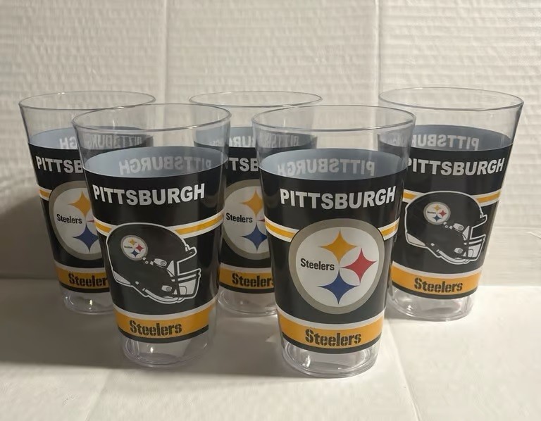 Pittsburgh Steelers Acrylic Glass Set “Buy 4 get 5th FREE Great for Parties NEW