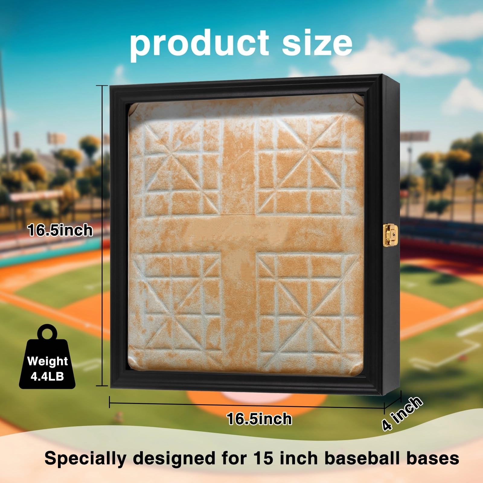 Full Size Baseball Base Plate Display Case Baseball Base Holder Display Case Cab