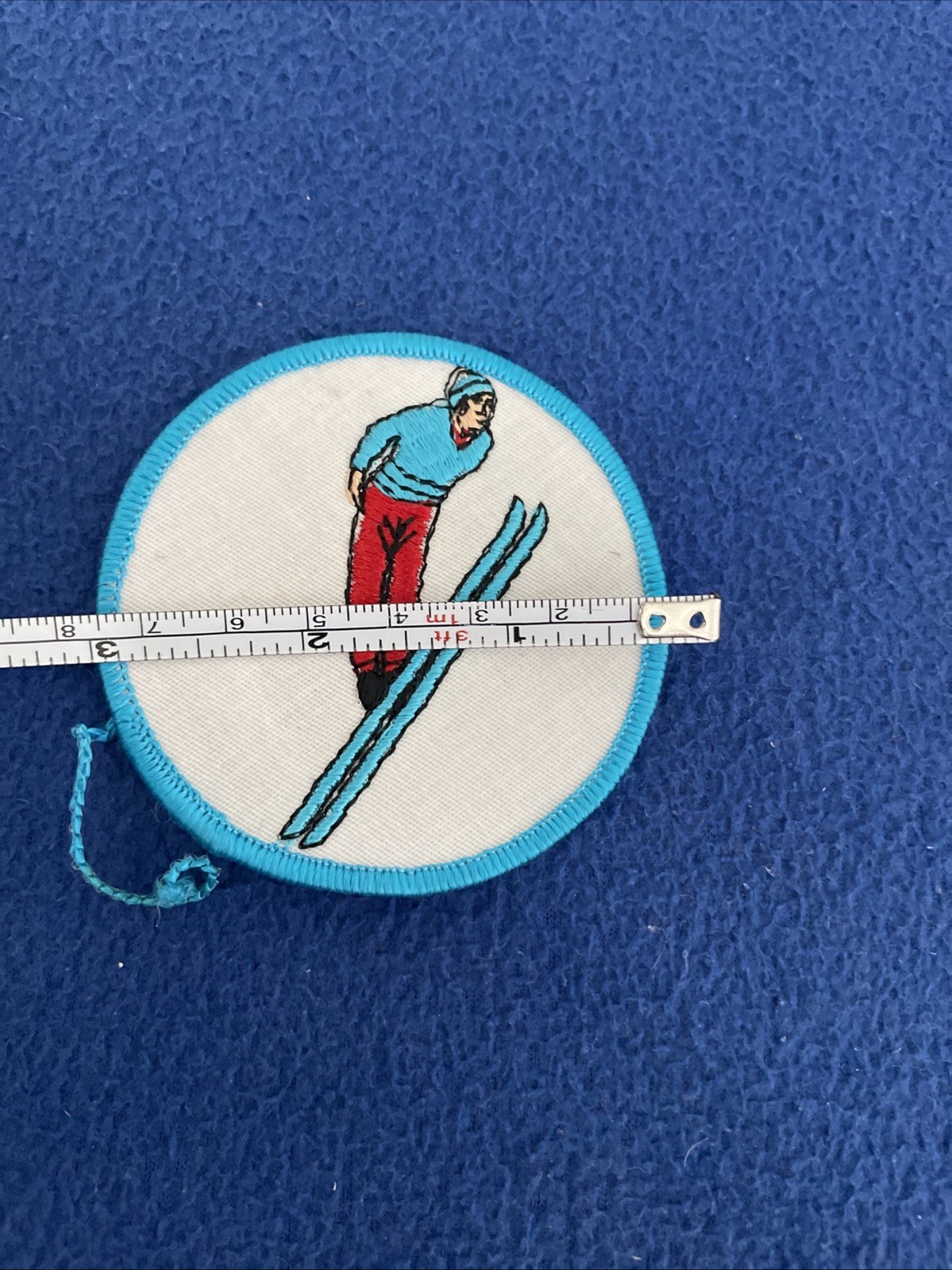Vintage Ski Jump Skier Embroidered Patch Skiing Sport Badge Retro Unused NOS