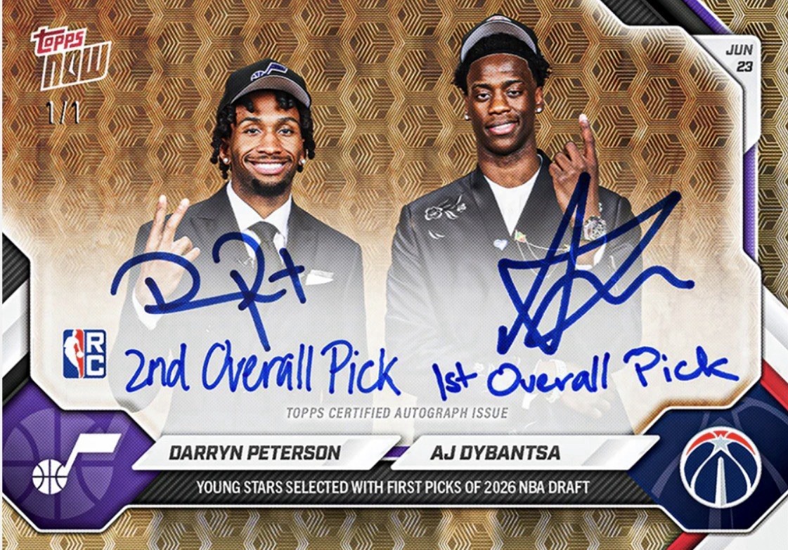 Darryn Peterson / AJ Dybantsa 2026 NBA Topps NOW® Presale CHANCE @ 1/1 Dual Auto
