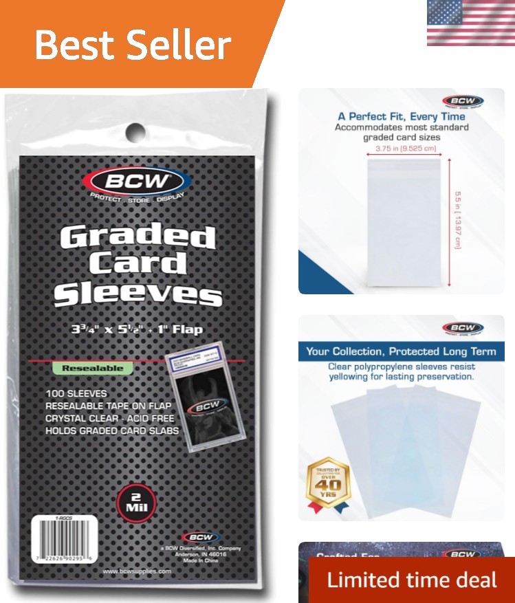 Resealable Graded Card Sleeves | 100 Pack | Universal Fit for PSA, Beckett, S…