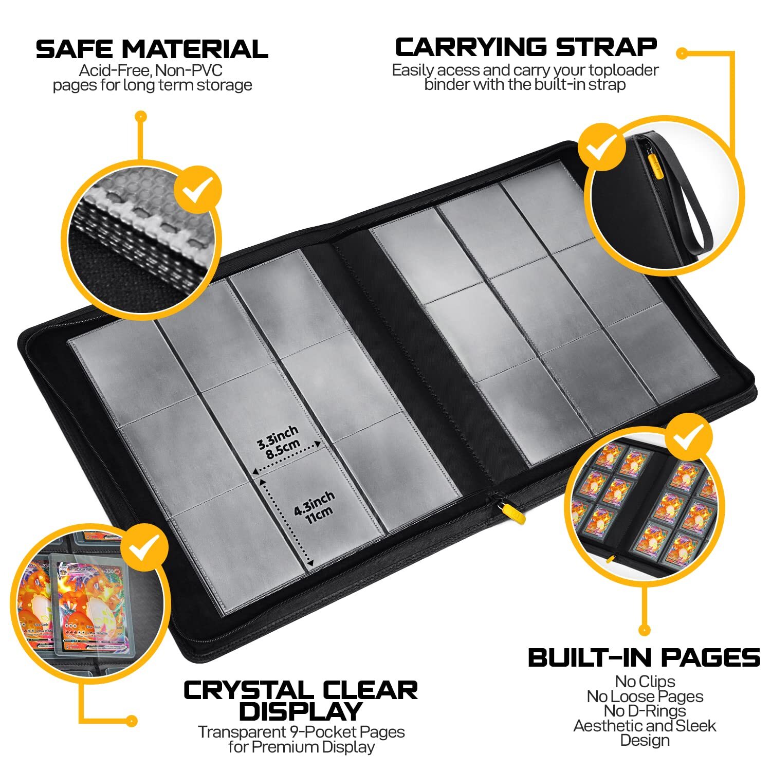 X Pro Large Capacity Toploader Card Binder Holds 252 Cards With 20 Toploaders