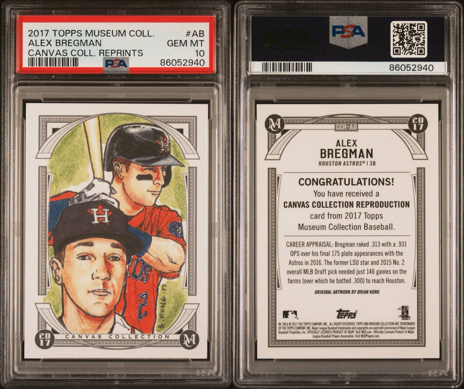 2017 Topps Museum Collection Alex Bregman PSA 10 GEM MINT Canvas Coll CUBS