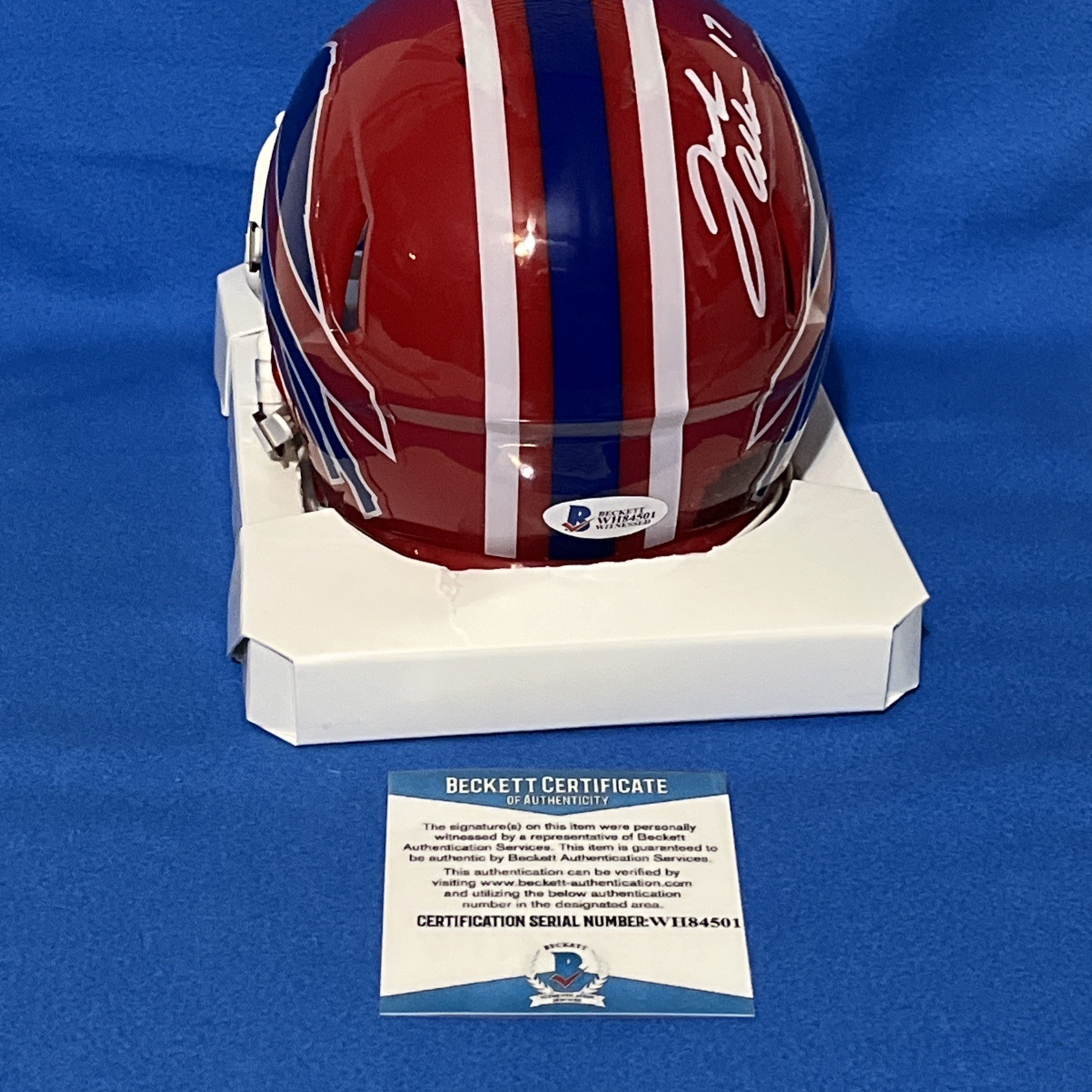 Josh Allen Buffalo Bills 90’s Throwback Mini Helmet signed,inscribed Beckett COA