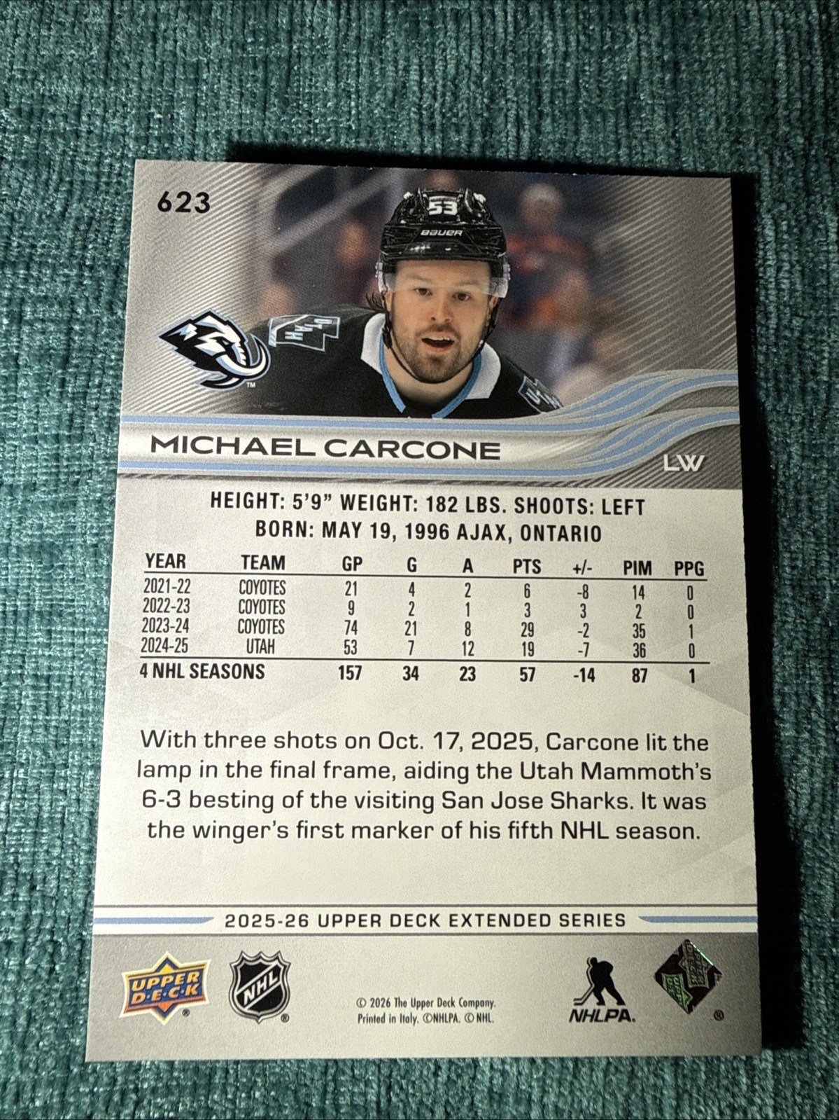 2025-26 Upper Deck Extended Series – Michael Carcone – Utah Mammoth
