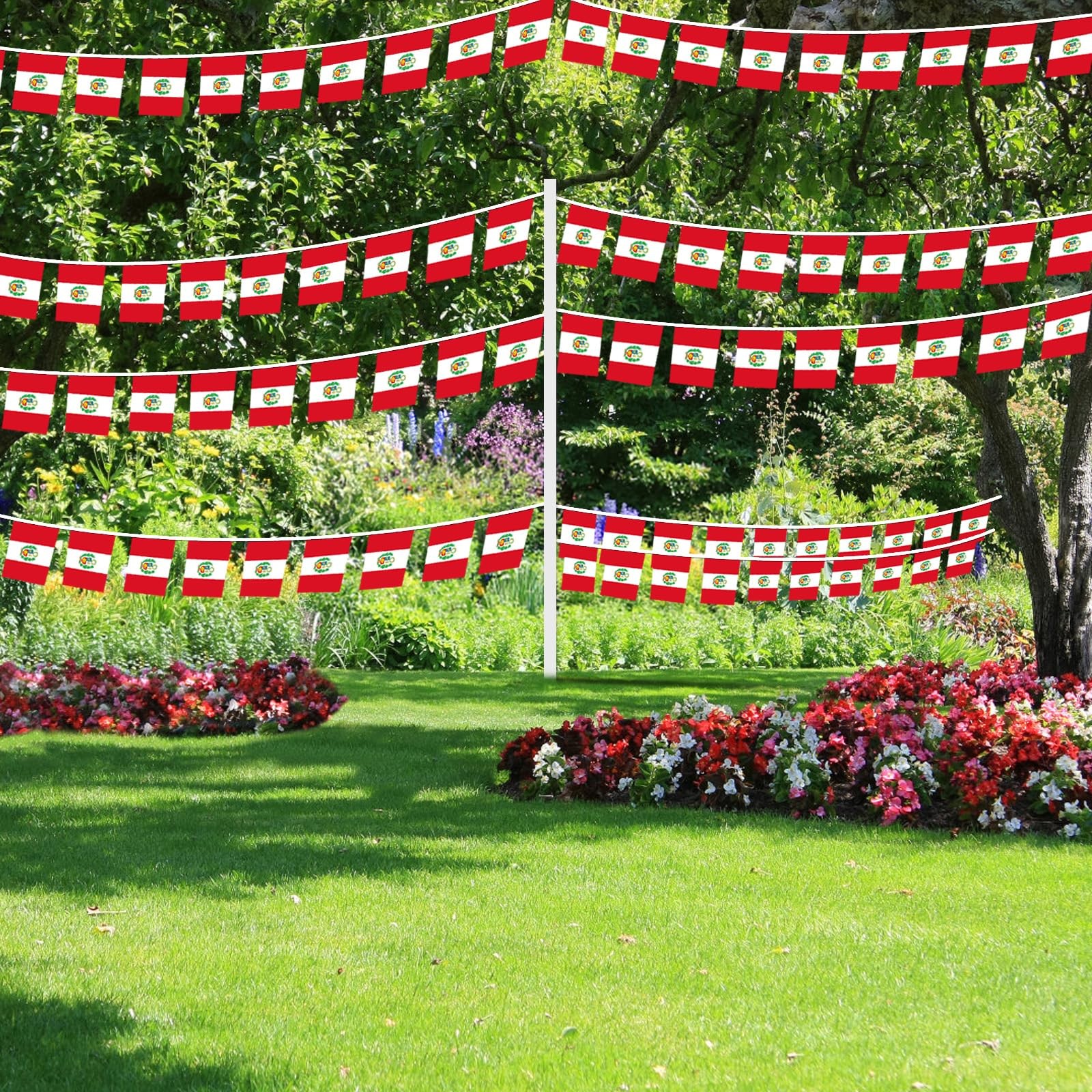 AhfuLife 30 Pcs Peru String Flags for Independence 5.51×8.26 in-30 Pcs,