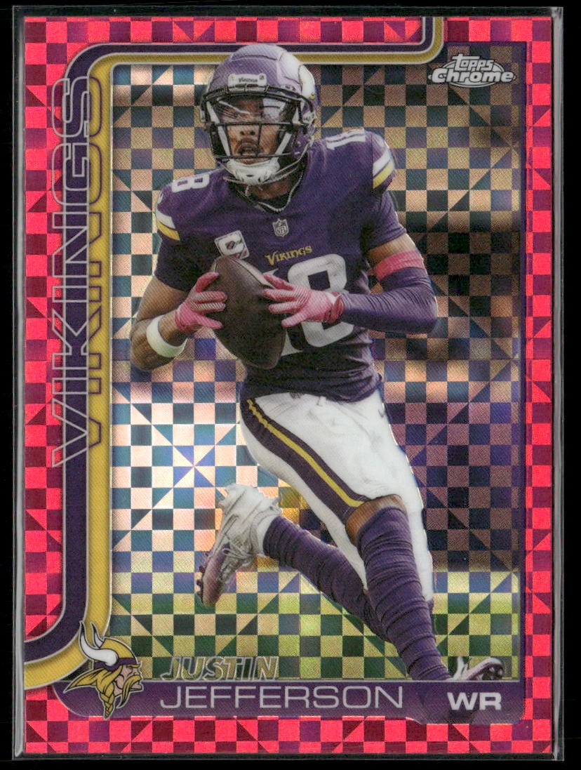 2025 Topps Chrome #195 Justin Jefferson Hot Pink X-Fractor
