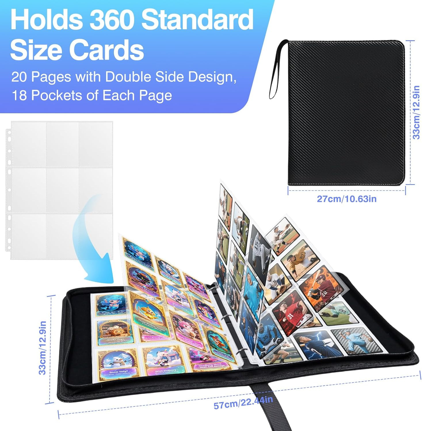 30 Pack 540 Pocket Binder Pages – Double-Sided 9 Pocket Trading Card Sleeves