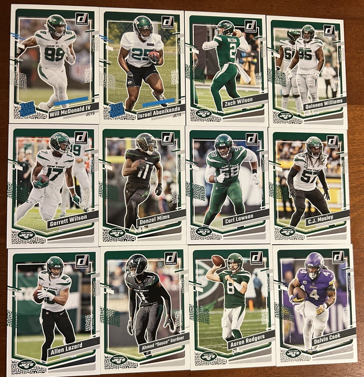2023 Donruss Football (1-400 Set) New York Jets Team Set (12 Cards)