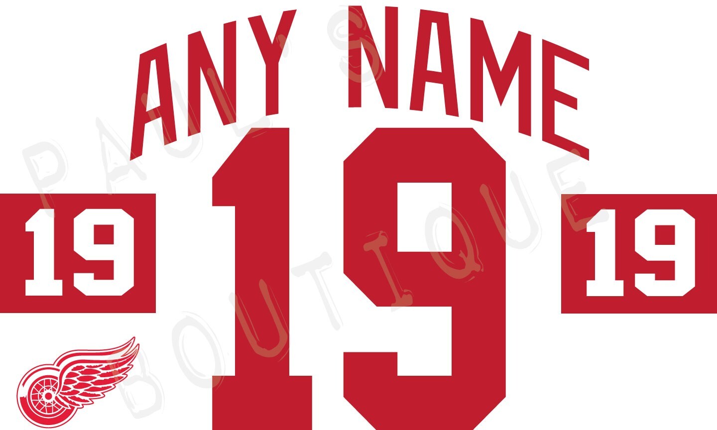 Detroit Red Wings Lettering Kit for an Authentic White Jersey -ANY NAME & NUMBER