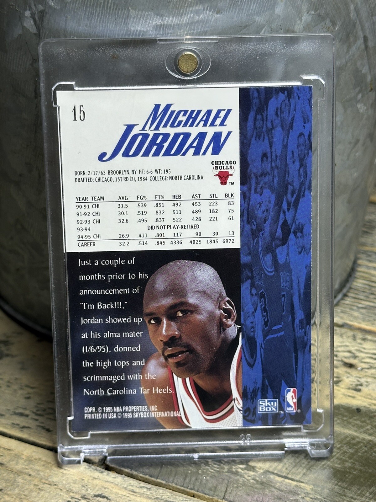 Michael Jordan Card AUTHENTIC GOLD BLUE HOLO FOIL SP AUTHENTIC BULLS JERSEY #23