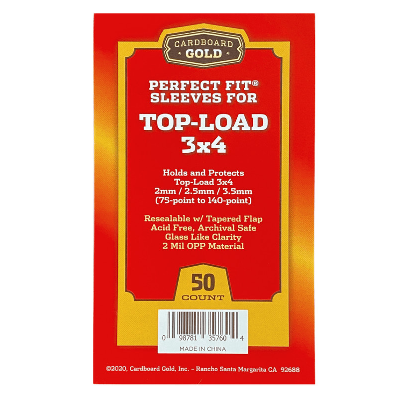 LOT OF 6 CARDBOARD GOLD PERFECT FIT SLEEVES 3×4 TOP LOAD 75-140PT 2-MIL 50CT NEW