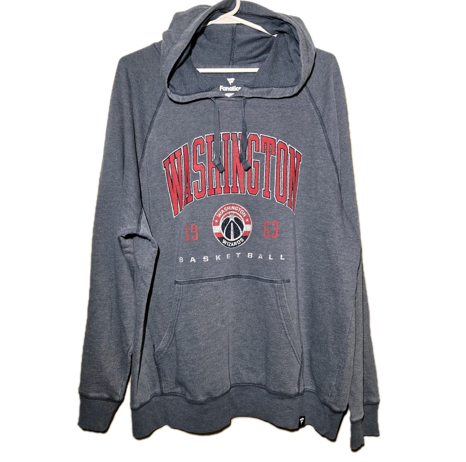 Fanatics Men’s NBA Washington Wizards Heather Navy Raglan Distressed Hoodie XL