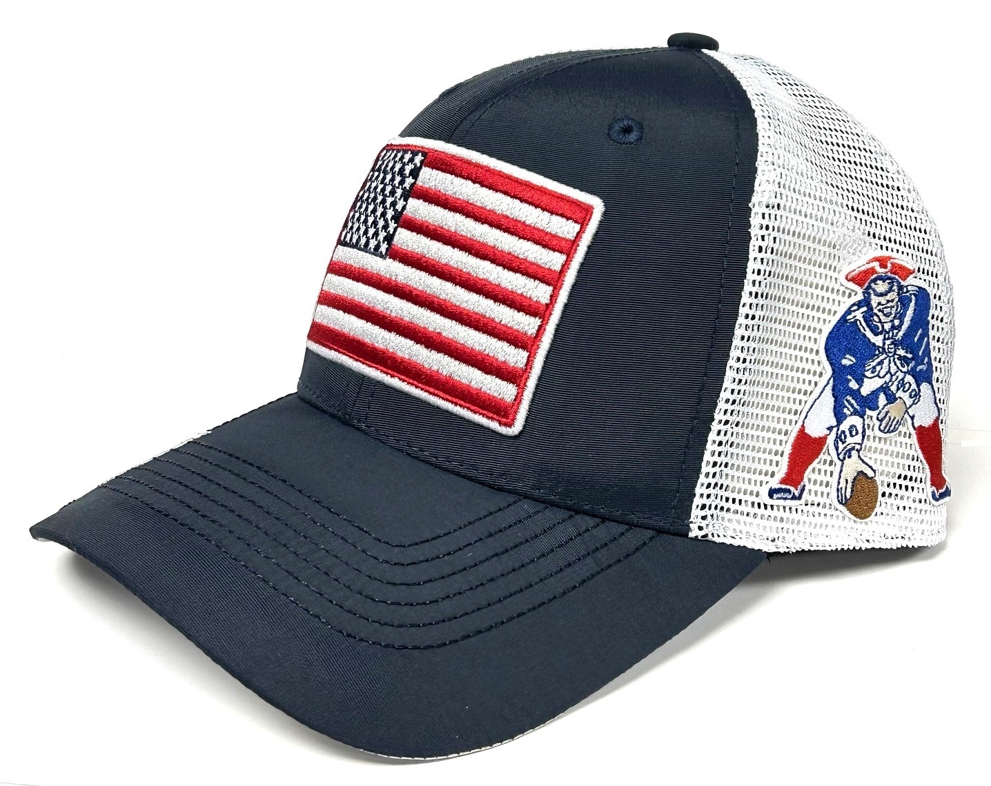 New England Patriots NFL OHT Vintage USA Flag Hat Cap White Mesh Men’s Snapback