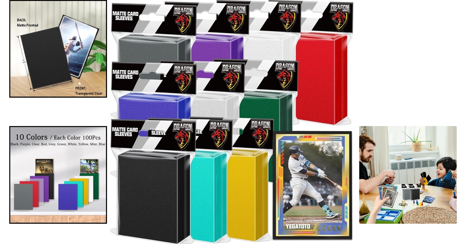 Comprehensive 1000 Pcs Card Sleeves – Vibrant Colors & High-Quality Protection