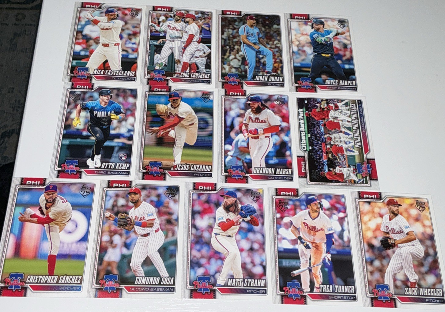 2026 Topps Series 1 Complete 13 Card Team Set Philadelphia Phillies
