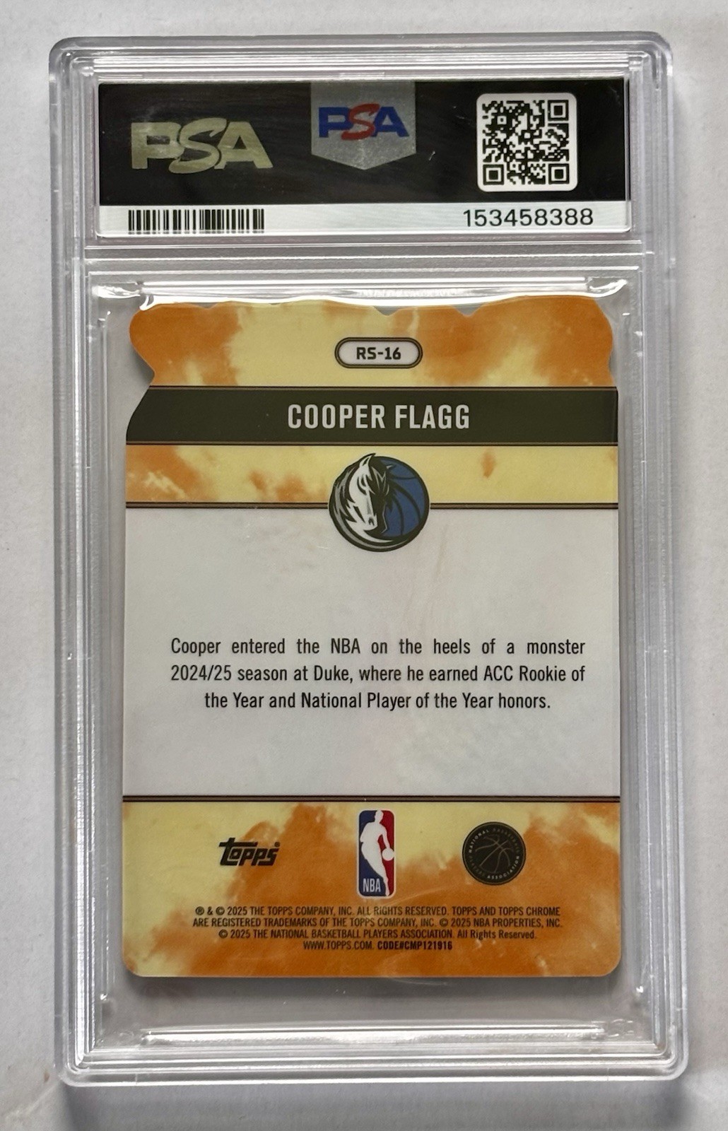 2025 Topps Chrome Cooper Flagg Rock Stars Rookie Die Cut #RS-16 PSA 9
