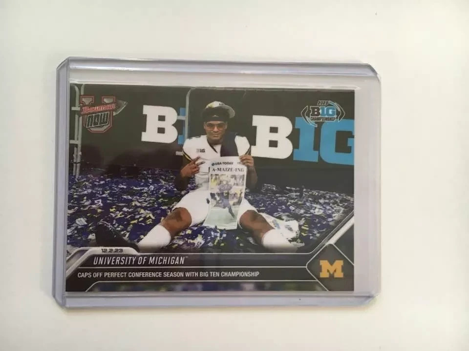 2023 BOWMAN U NOW FOOTBALL #35 MICHIGAN PERFECT CONFERENCE SEASON BIG TEN CHAMPS