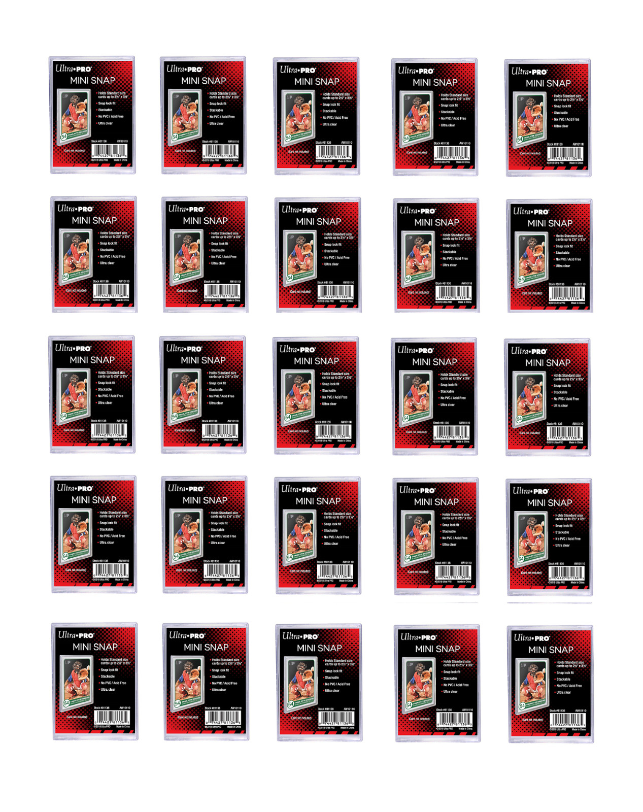 (25-Pack) Ultra Pro Mini Snap Card Holders Stackable Standard Size Archival Safe