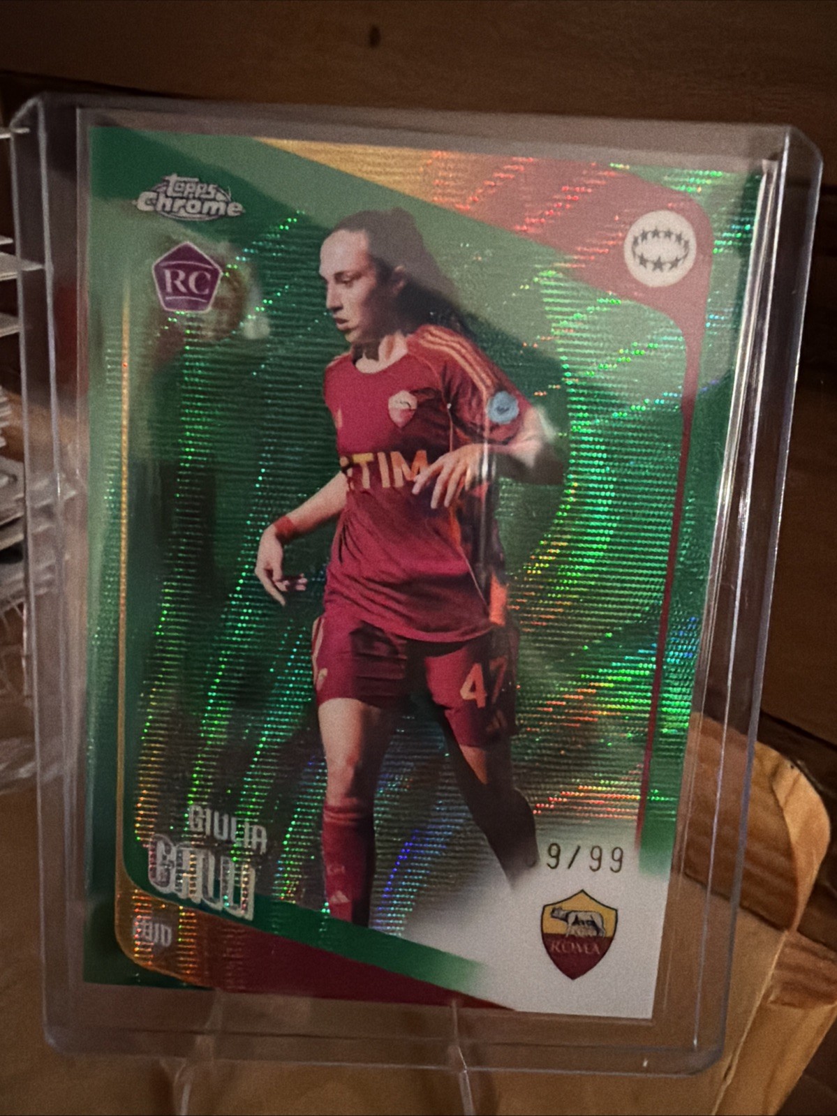 2025-26 Topps Chrome UEFA Womens Giulia Galli RC Green Wave /99 Roma