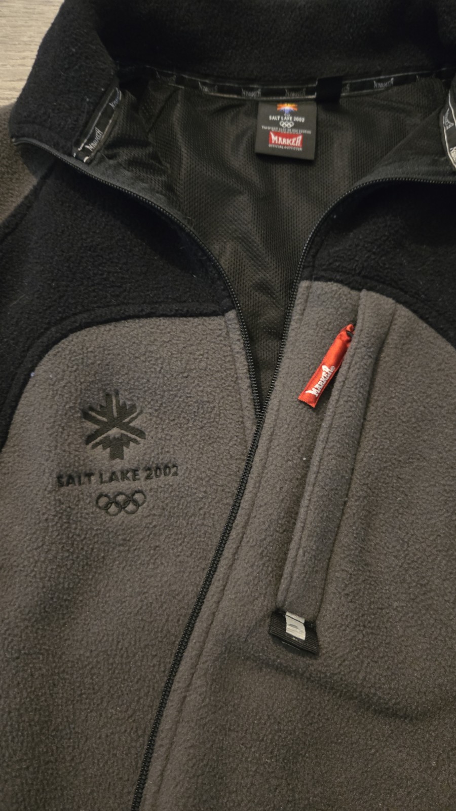 Marker Salt Lake 2002 Olympics Full Zip Fleece Jacket Gray Black Men’s S