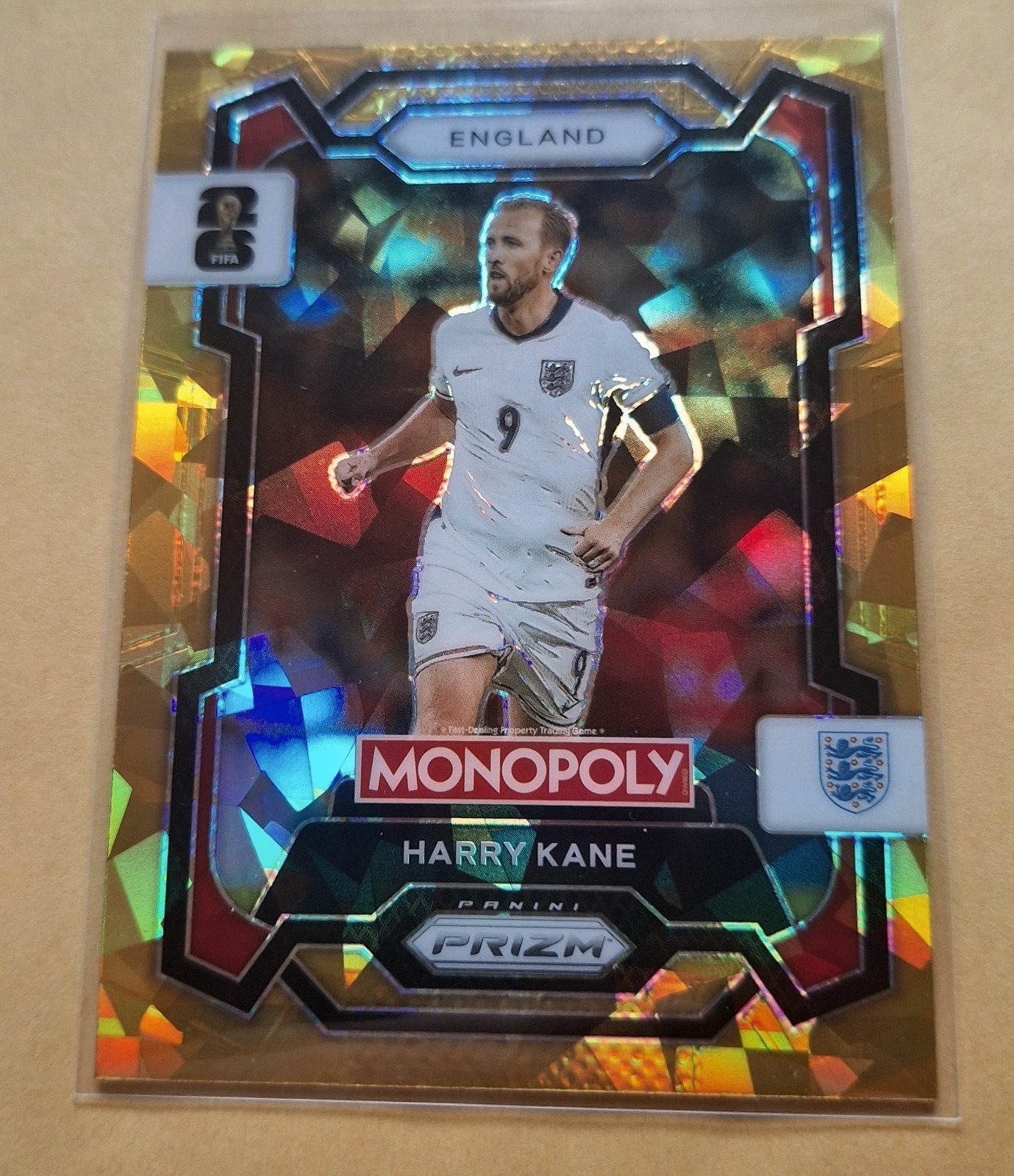 2026 Panini Prizm Monopoly FIFA World Cup Gold Cracked Ice Prizm HARRY KANE #22