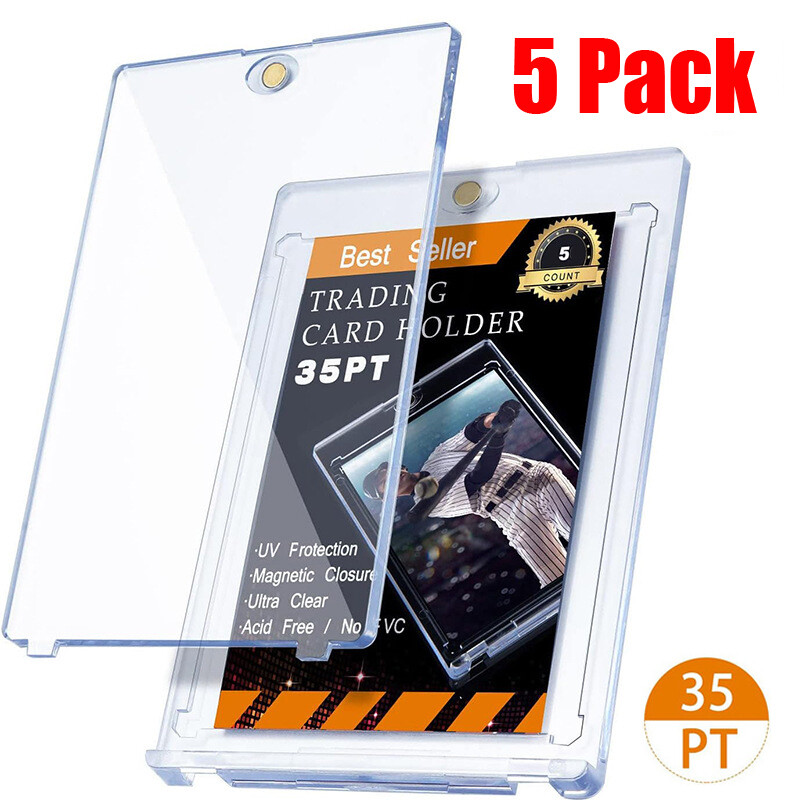 5Pcs Magnetic Card Holders For Trading Sports 35Pt One-Touch UV Protection Case
