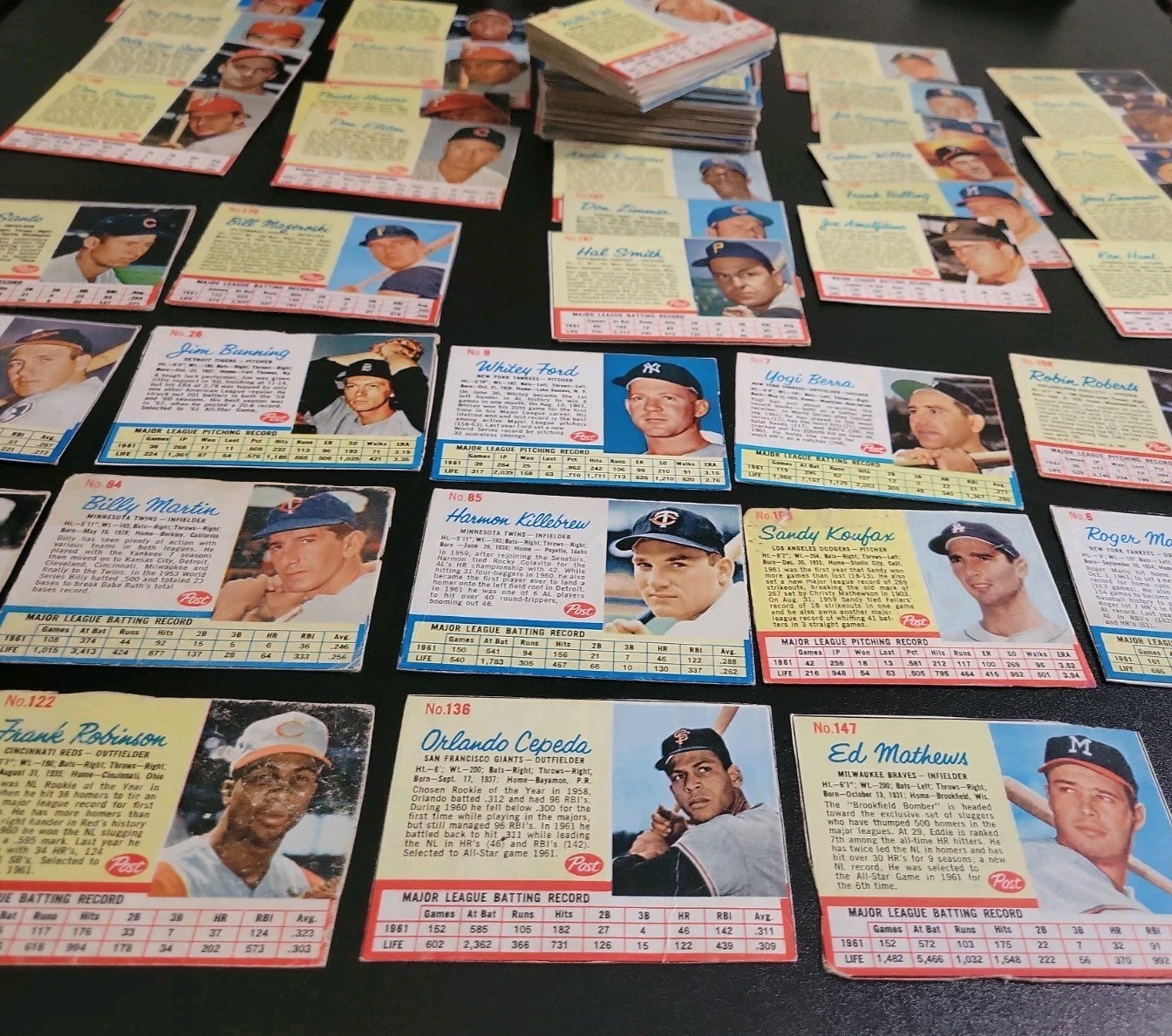 1962 Post Cereal Baseball Lot- 113 Cards -W/ Mantle Aaron Clemente Mays – Loaded