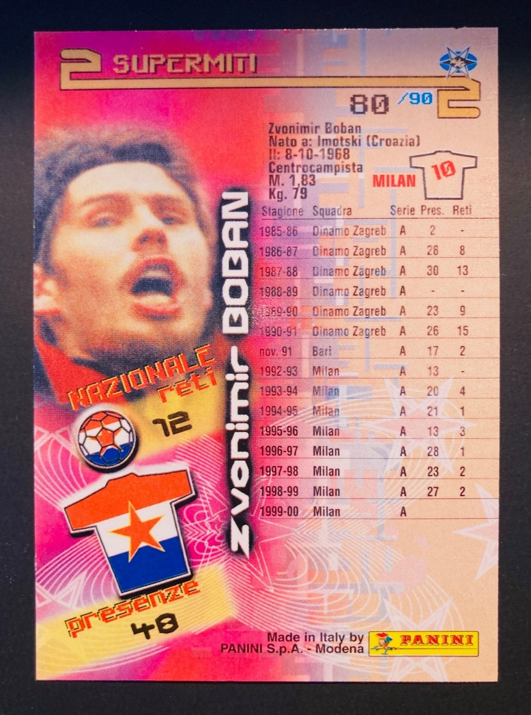 1999-00 Panini Calcio cards 2000 Serie 2 # 80 Zvonimir Boban AC Milan foil card