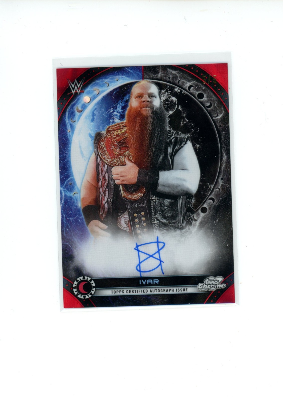 2026 Topps Chrome Cosmic WWE Ivar #EA-IVR Equinox Red Flare Refractor Auto 5/5