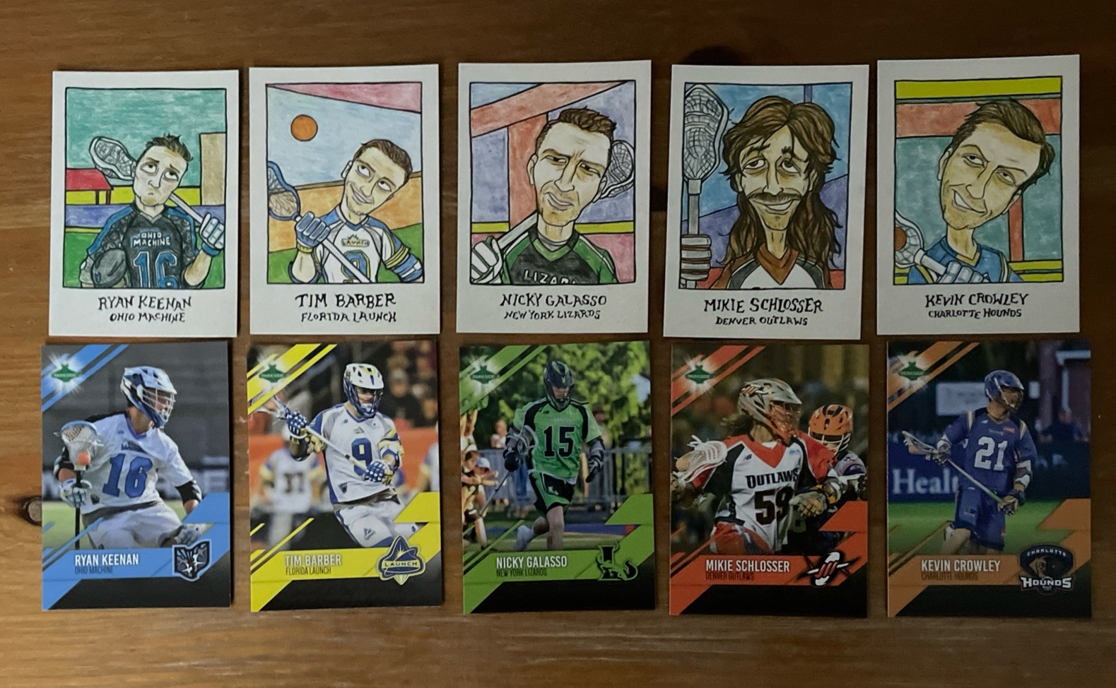 10 Cartoon Lacrosse Cards with matching player cards Parkside MLL Lacrosse Set.