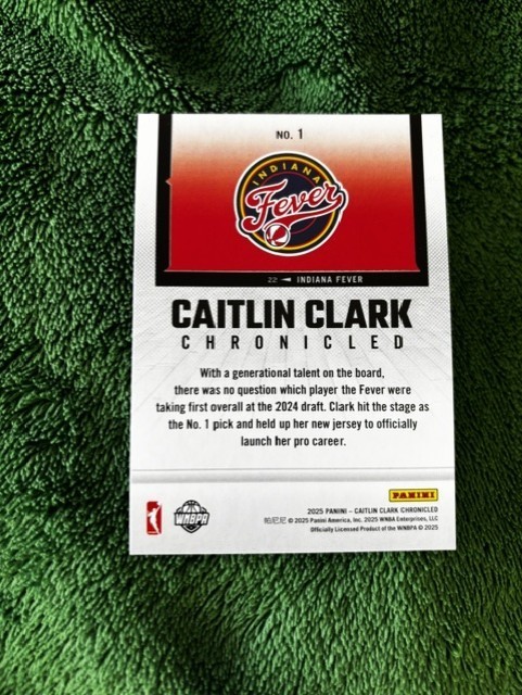 Caitlin Clark 2025 Panini Chronicled Blue Holo Prizm SP WNBA Draft Pick #1 /199