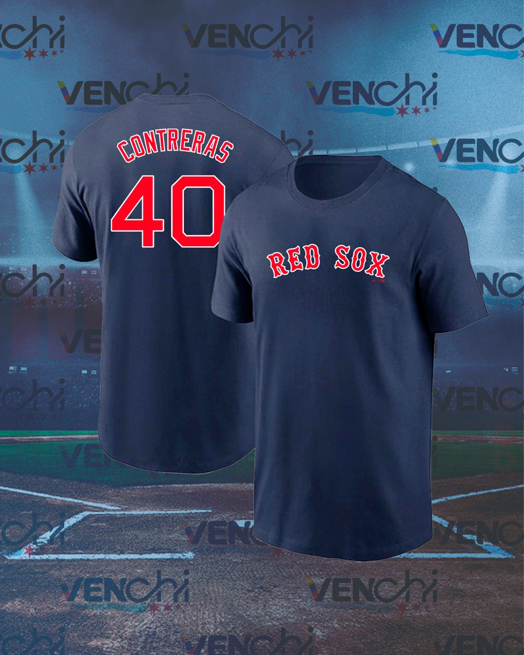 Willson Contreras #40 Boston Red Sox Team Name & Number Player SHIRT UNISEX
