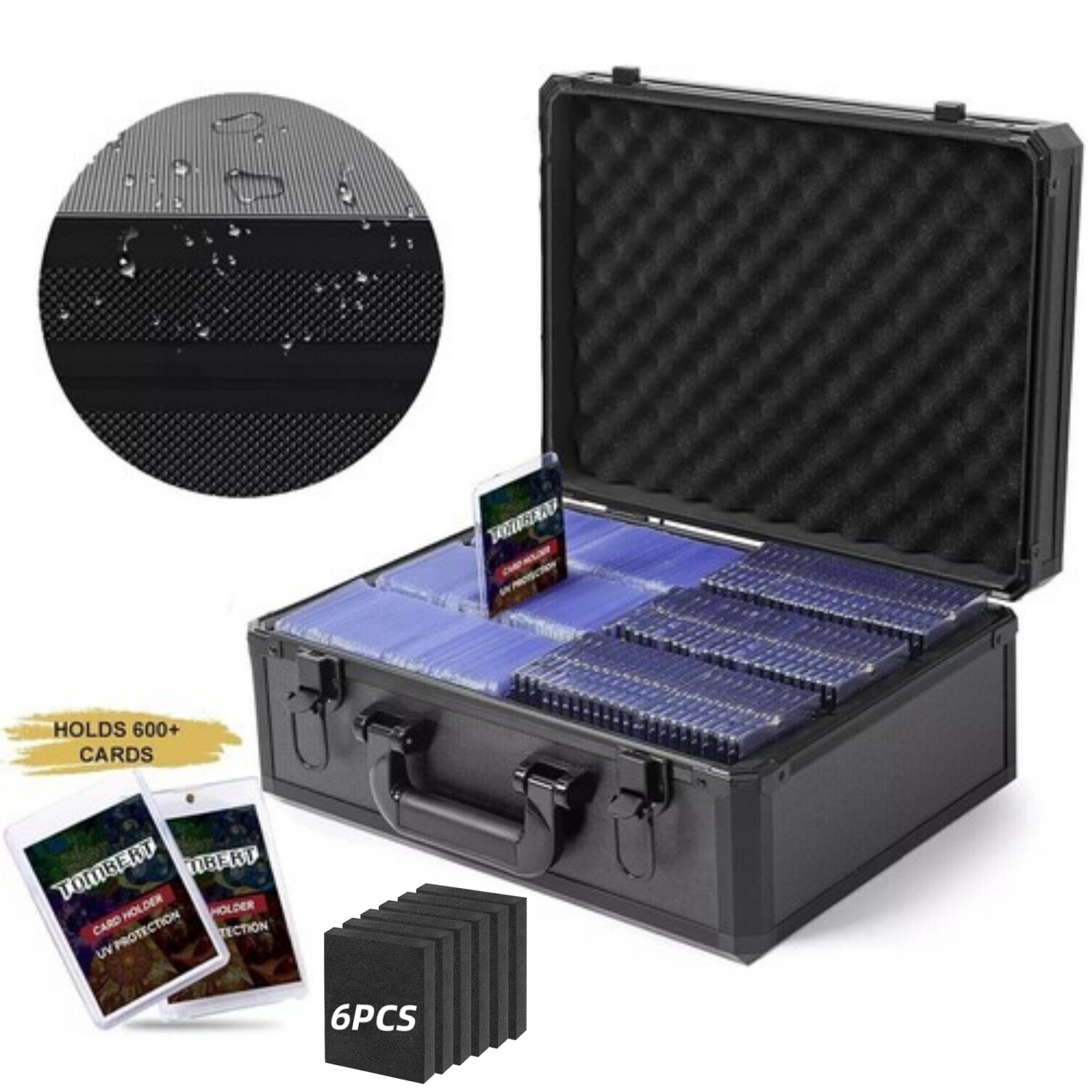 600+ Toploader Hard Case For 3”x4” 35pt Sports Card Storage Box Holds Black