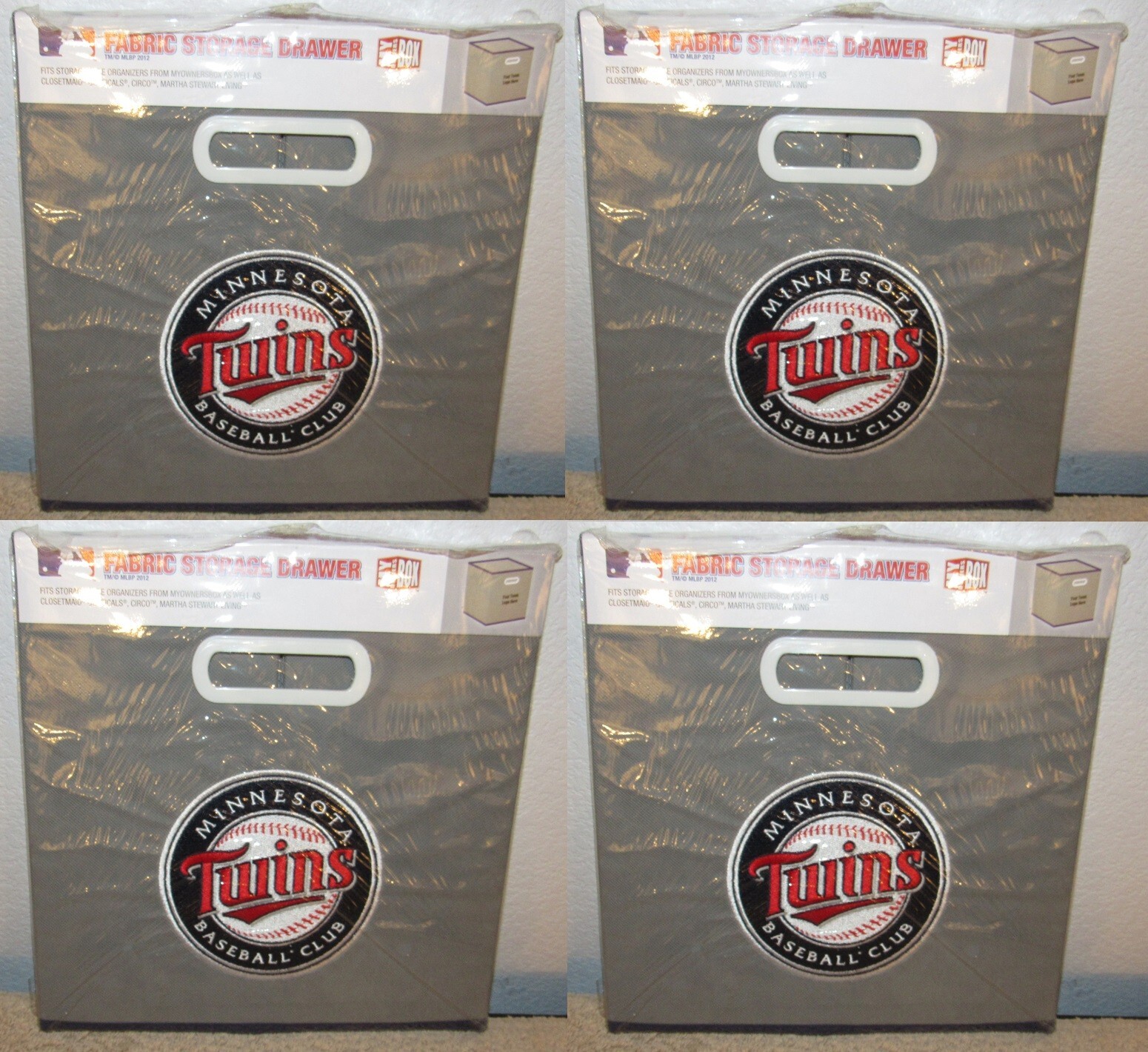 Lot of 4 – Minnesota Twins Baseball Club Fabric Folding Storage Drawer Cube Box
