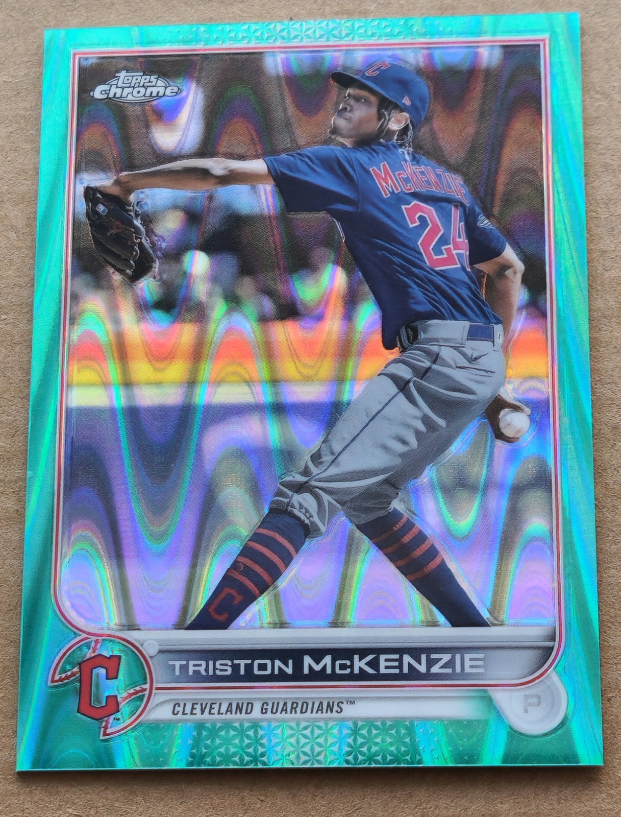 2022 Topps Chrome Aqua Lava Refractor #142 Triston McKenzie 175/199 Guardians