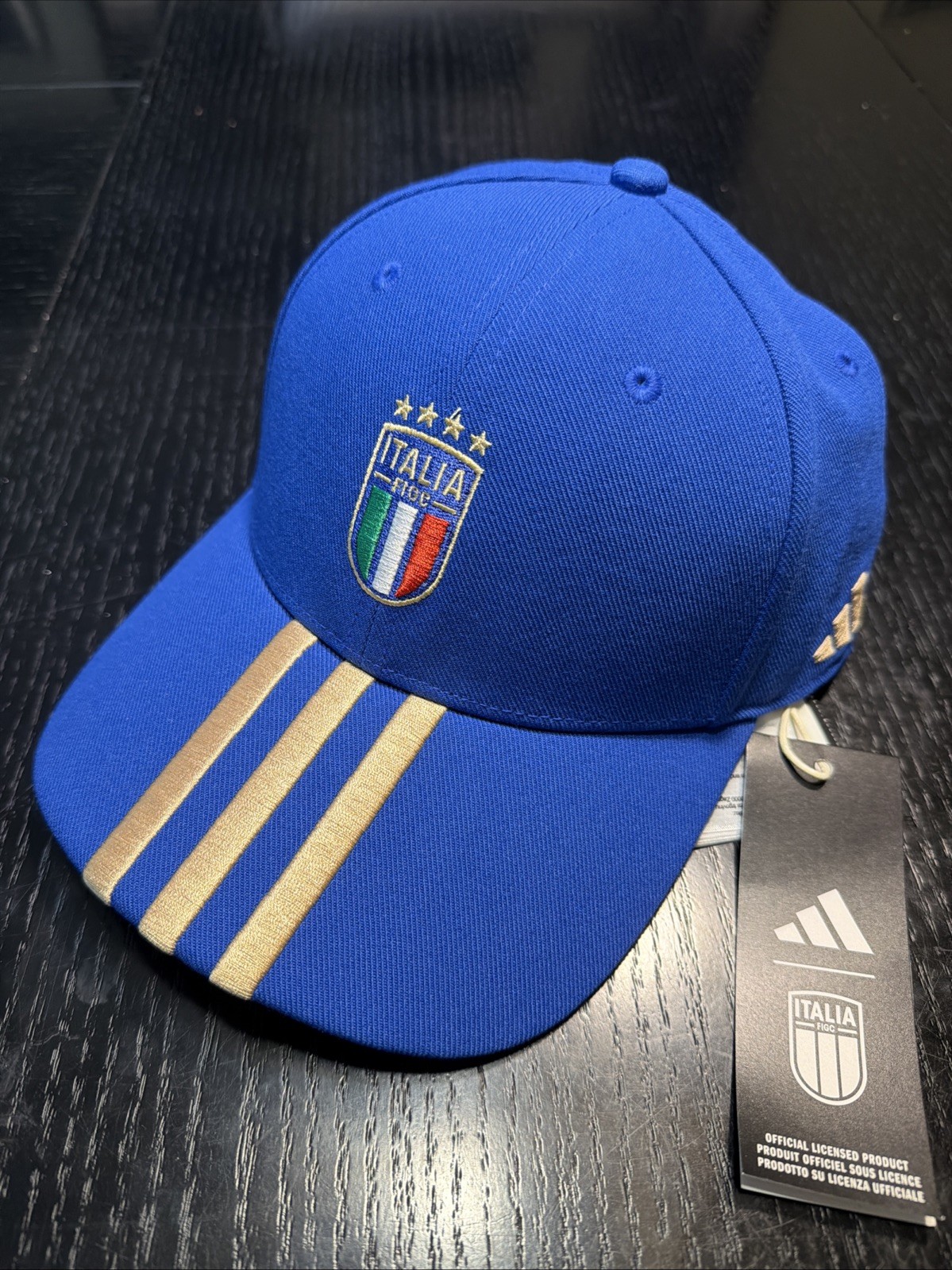 Adidas Italy Soccer Hat FIGC Blue Adjustable Cap Official National Team NWT