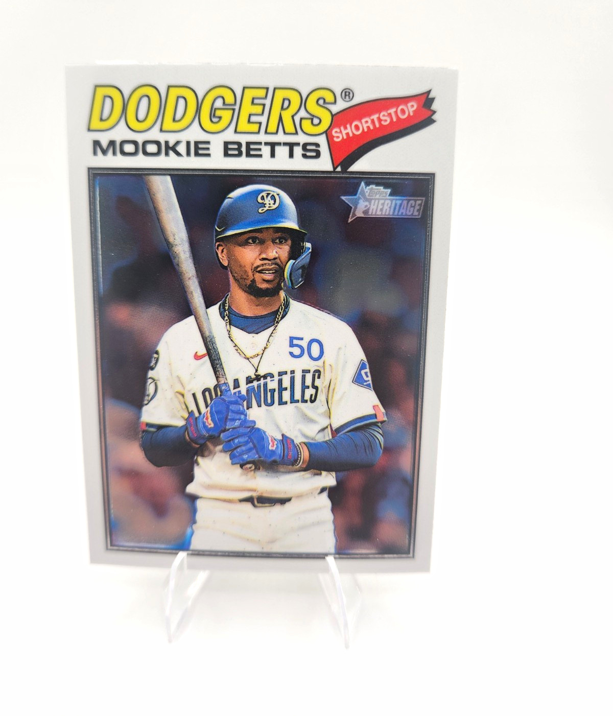 Topps Heritage 2026 Mookie Betts Los Angeles Dodgers White Chrome Parallel #12