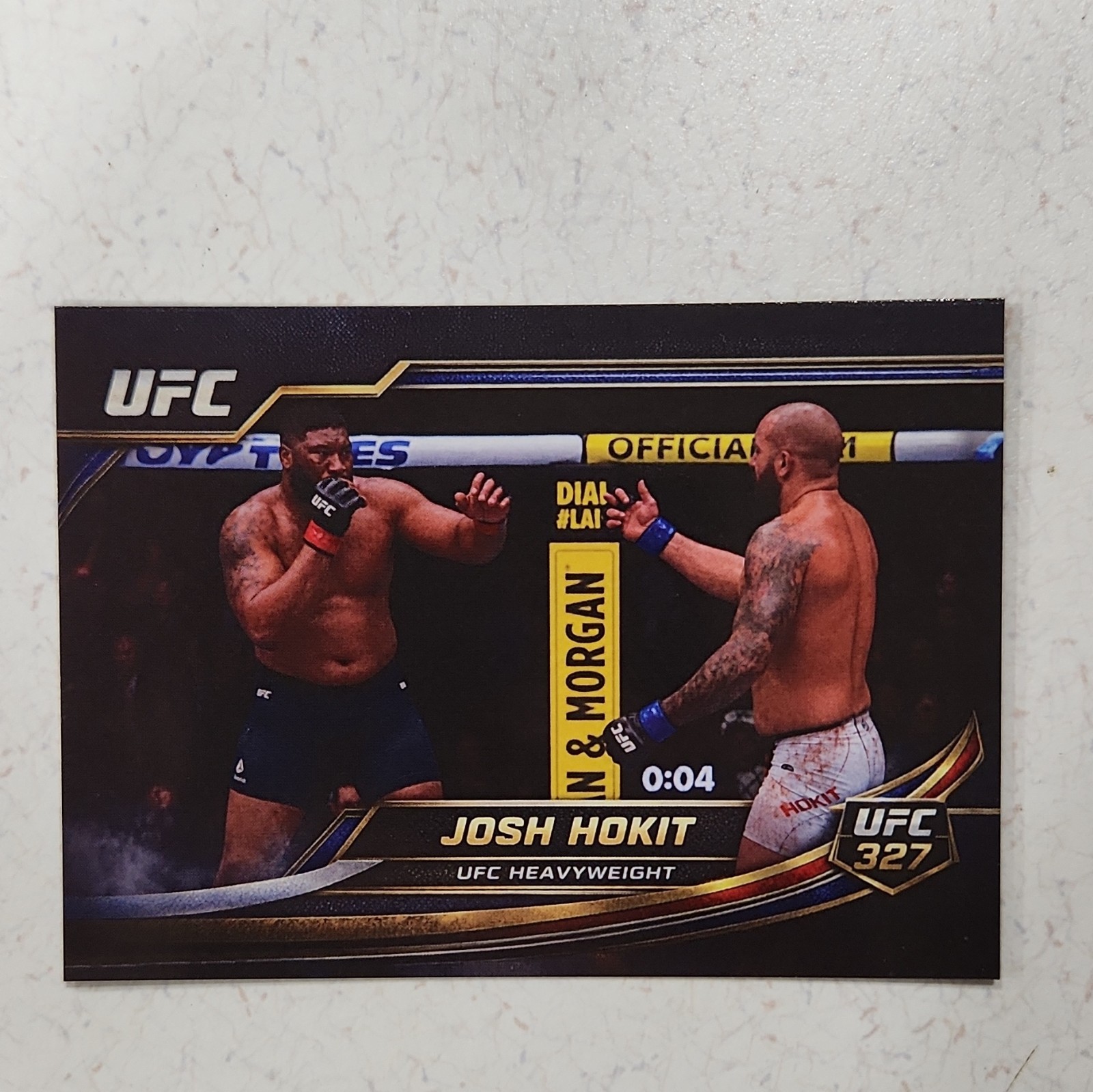 Josh Hokit vs Curtis “Razor” Blaydes cusrom MMA Card. flipping off opponent