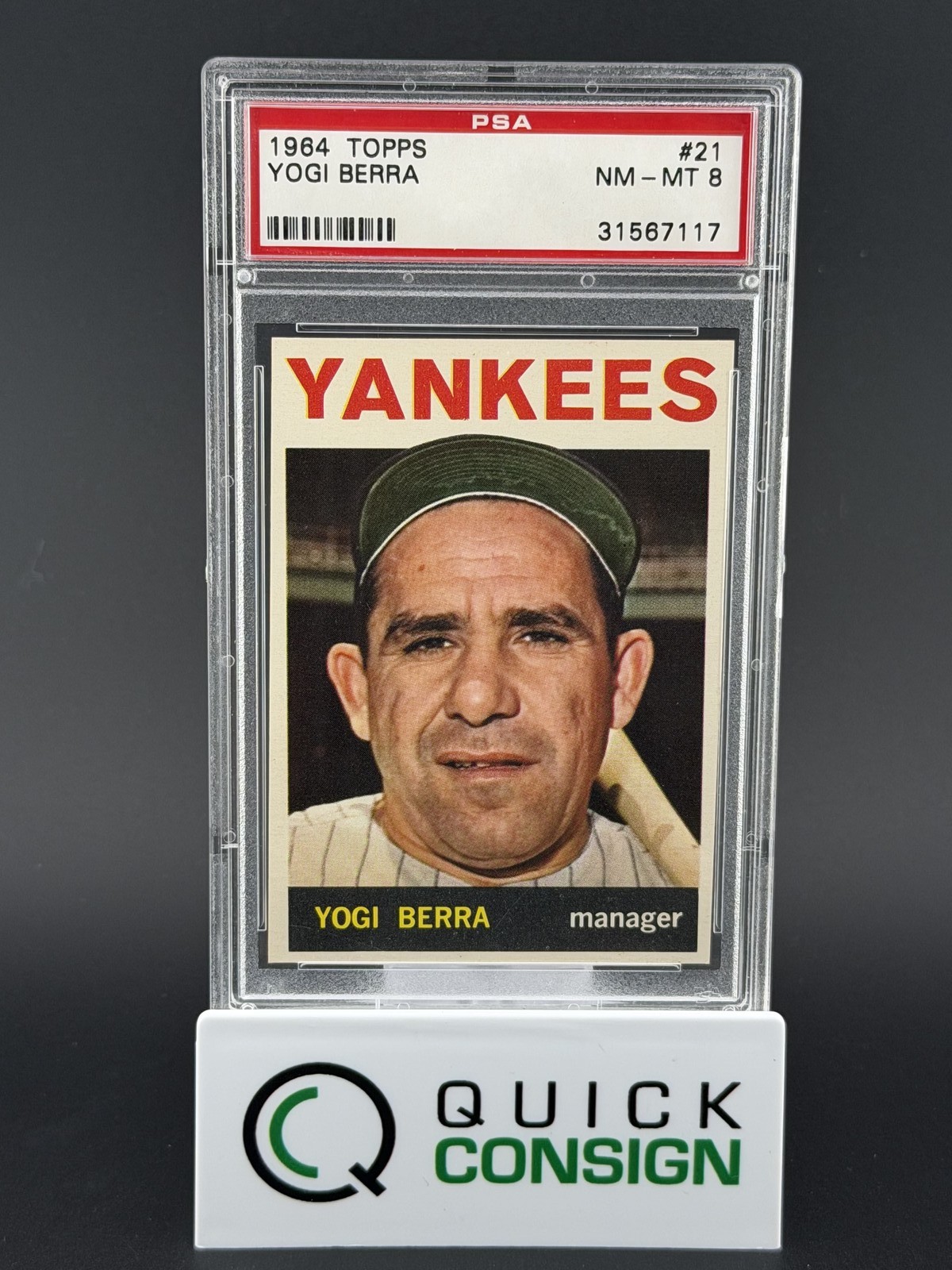 YOGI BERRA 1964 TOPPS #21 MANAGER PSA 8 Q6995