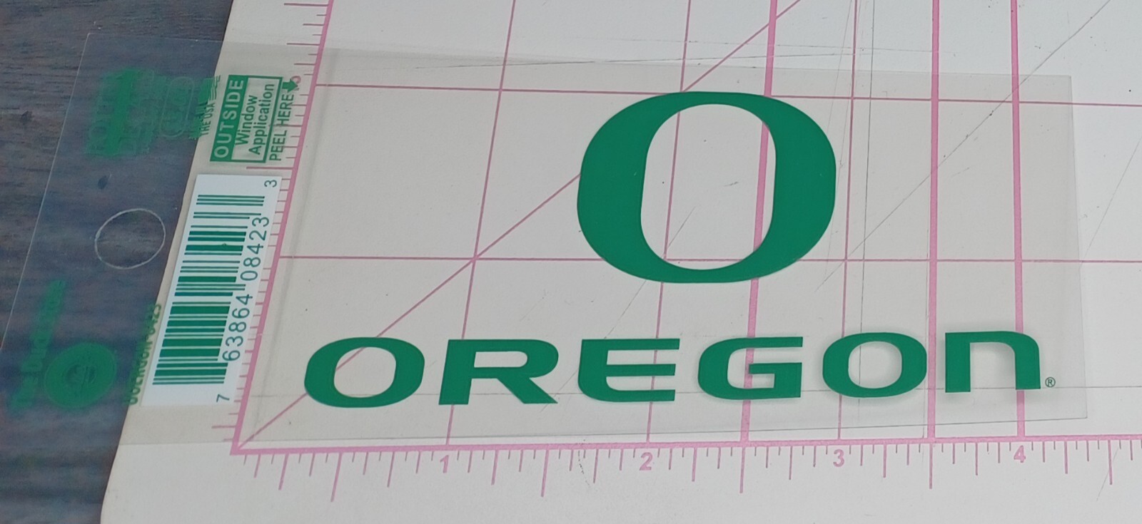 O Oregon Rectangular Sticker With Green Lettering