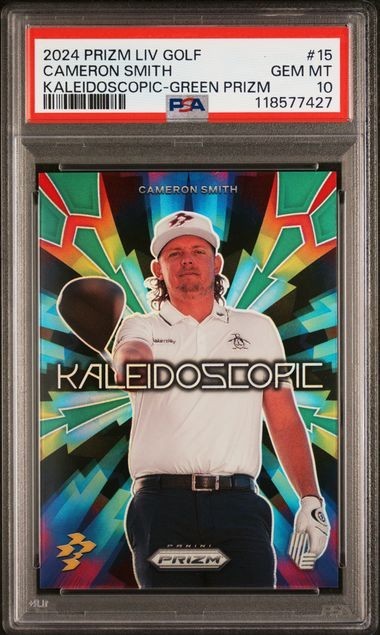 2024 PANINI PRIZM LIV GOLF KALEIDOSCOPIC GREEN PRIZM CAMERON SMITH #d /18 PSA 10
