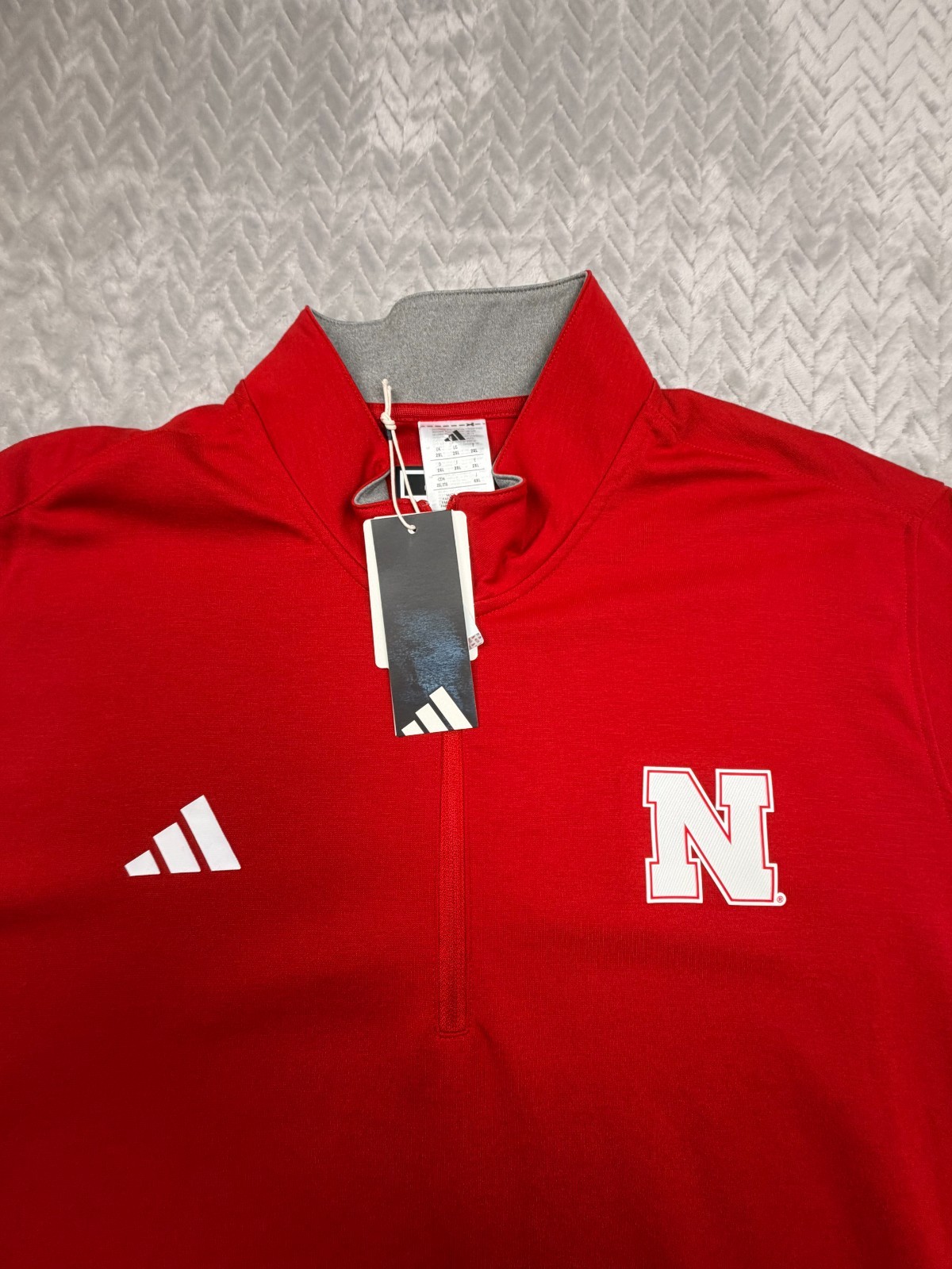 adidas Nebraska Cornhuskers Elevated Quarter-Zip Pullover Red Mens 2XL New