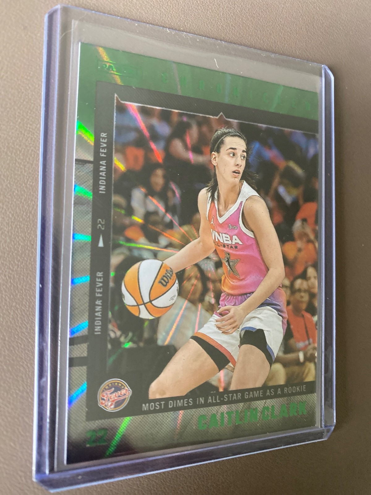 #7 CAITLIN CLARK Chronicled ‘MOST DIMES AS An ALLSTAR ROOKIE’ GREEN LASER