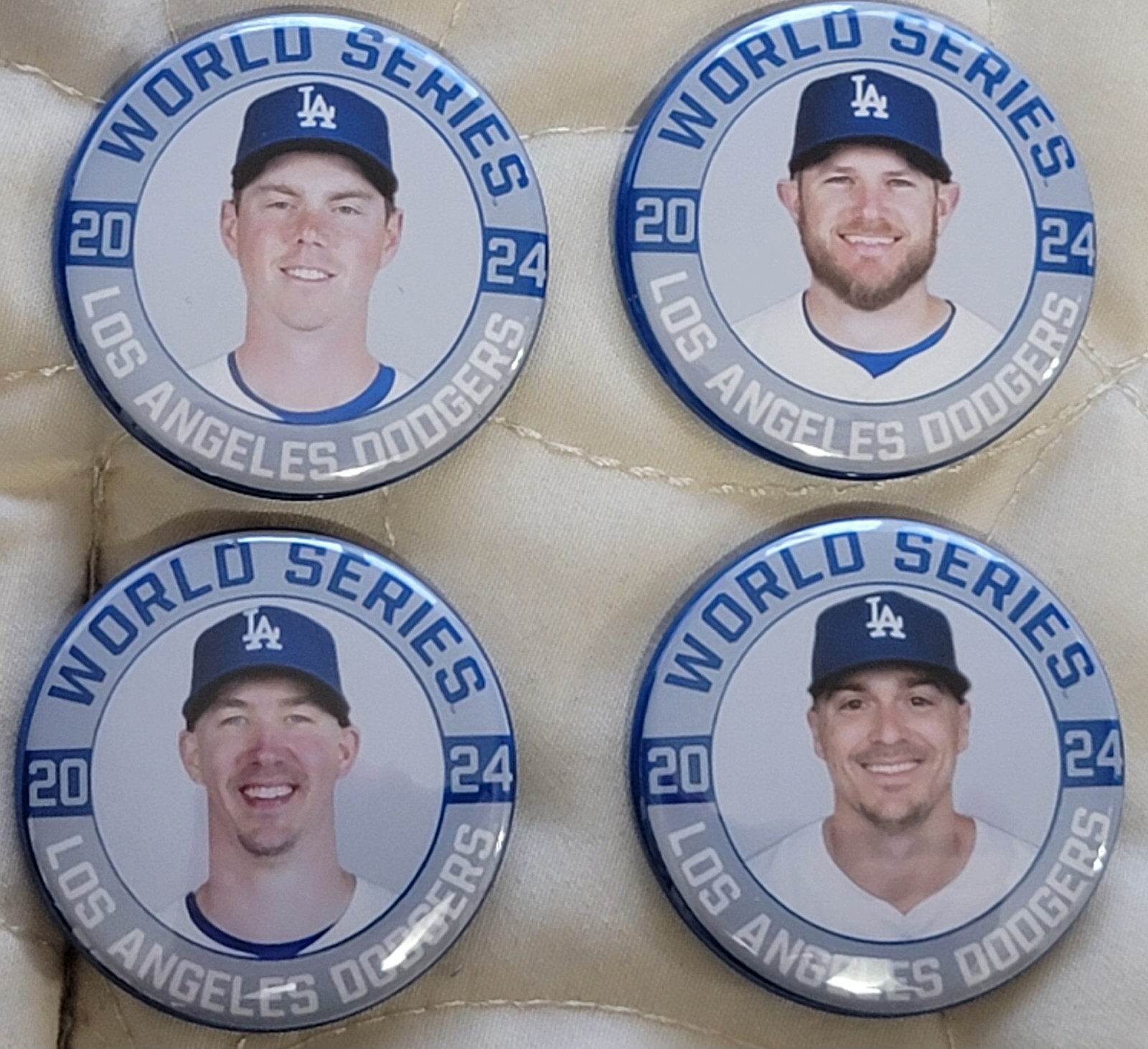 “World Series 2024 Champs #2” (4 Pack) pin, button, Dodgers, baseball, mlb