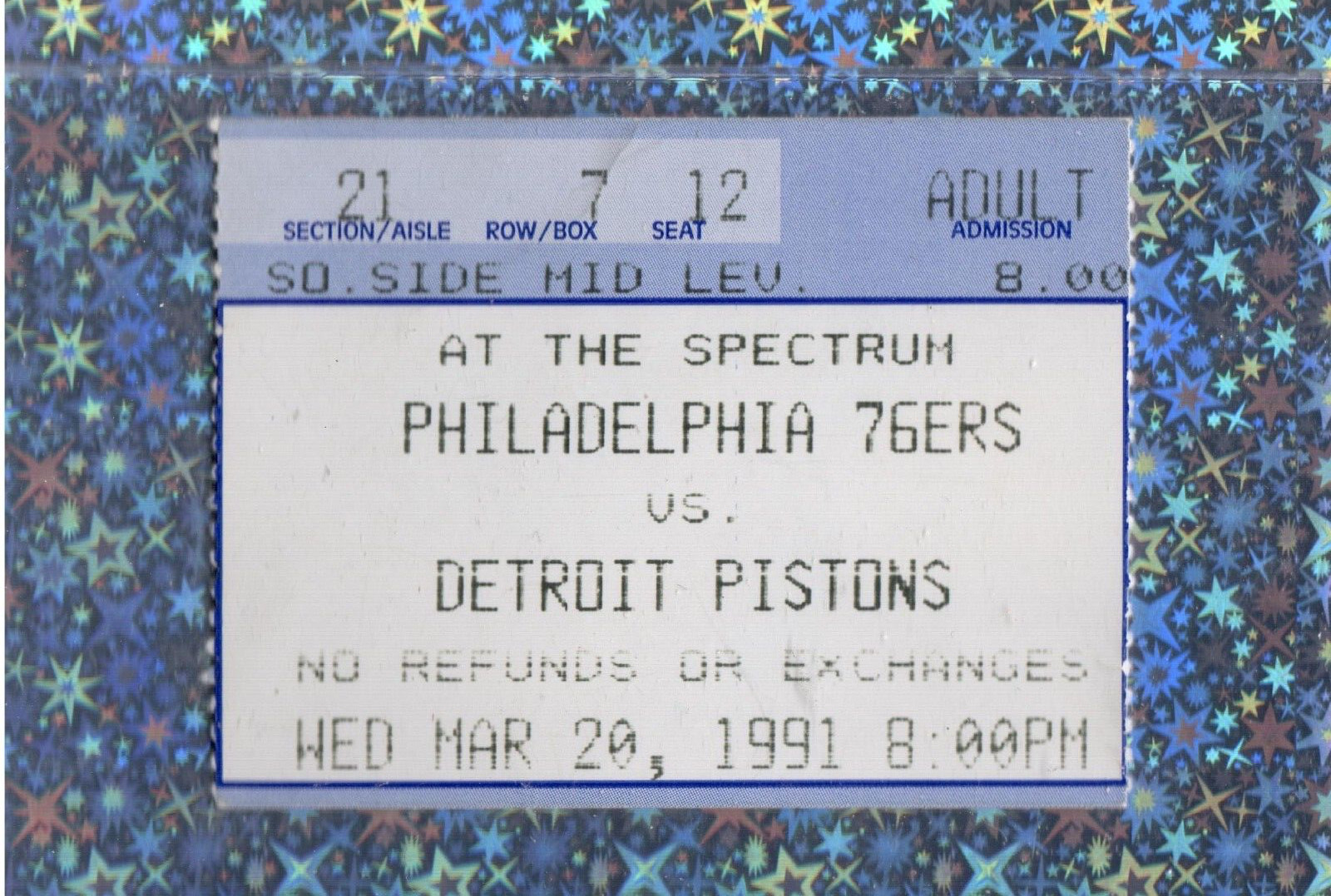 Dennis Rodman 16pt 11rb 3-27-1991 Ticket 76ers Pistons Charles Barkley 32pt 11rb