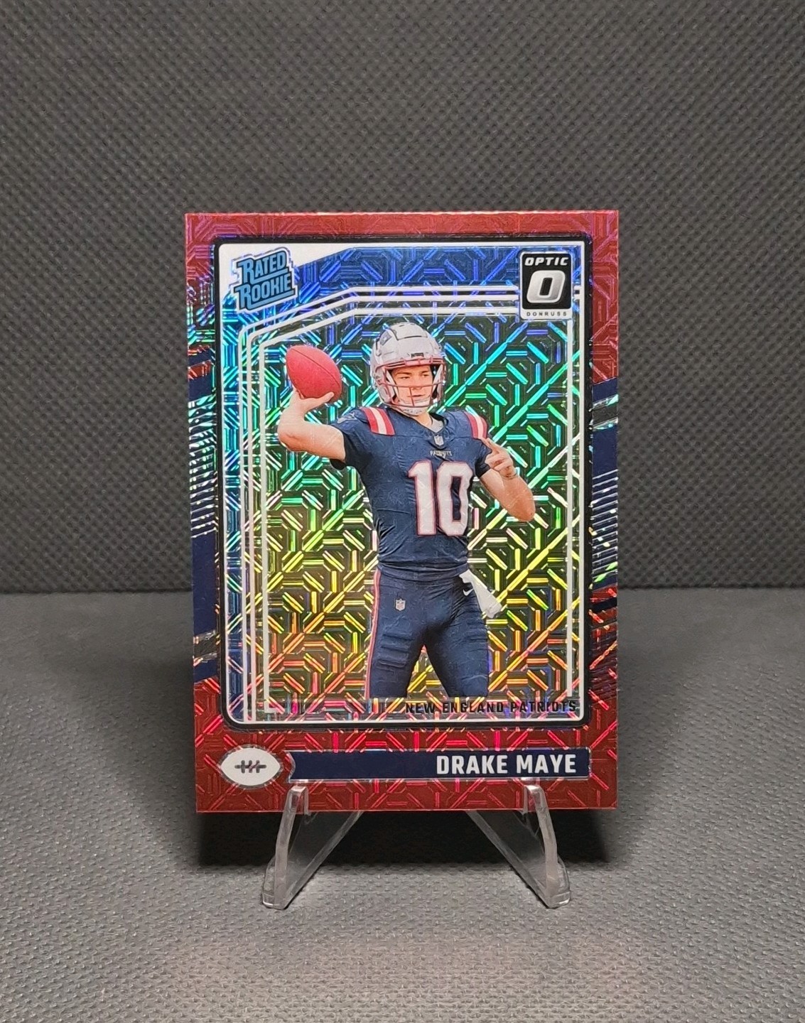 2024 Panini Donruss Optic – Rated Rookie Drake Maye #229 Red Mojo Prizm (RC)
