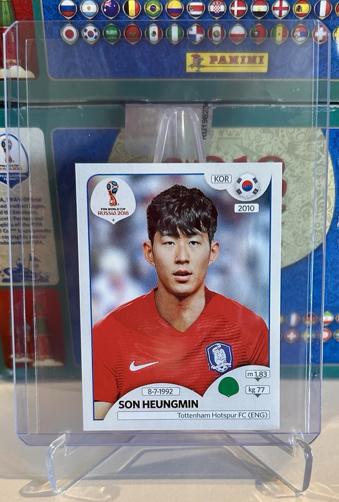 2018 Panini Russia FIFA World Cup Stickers Son Heungmin South Korea Pink Back