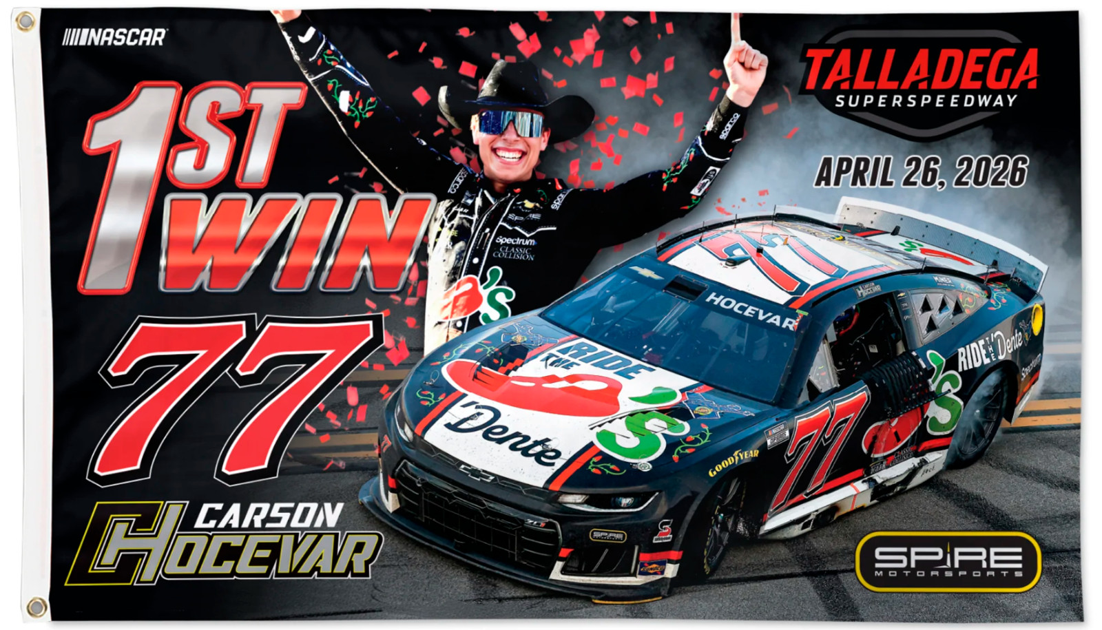 Carson Hocevar #77 Chili’s Nascar Car Racing 3×5 FT Flag Wall Home Best Banner
